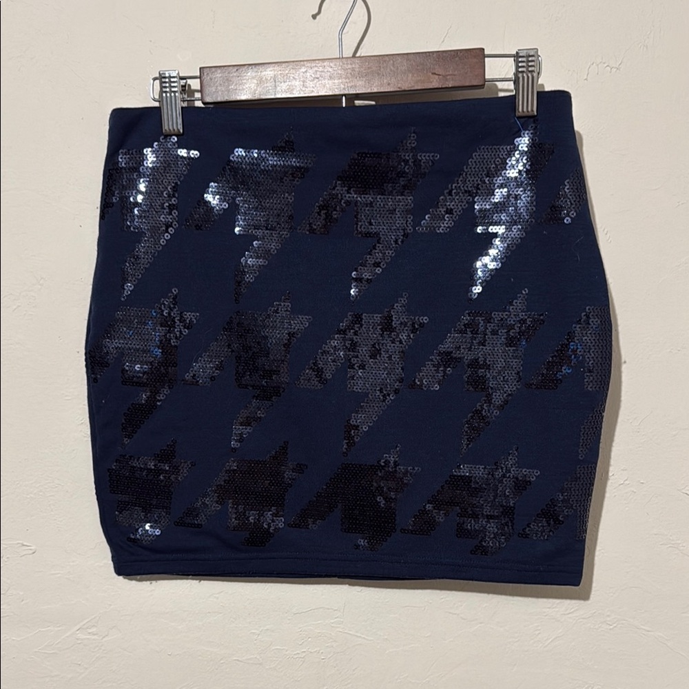 Blue Sequin Mini Pencil Skirt